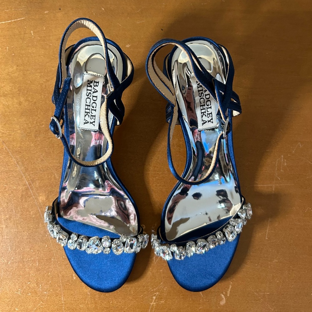 Jewel Badgley Mischka Navy Strappy Sandals
